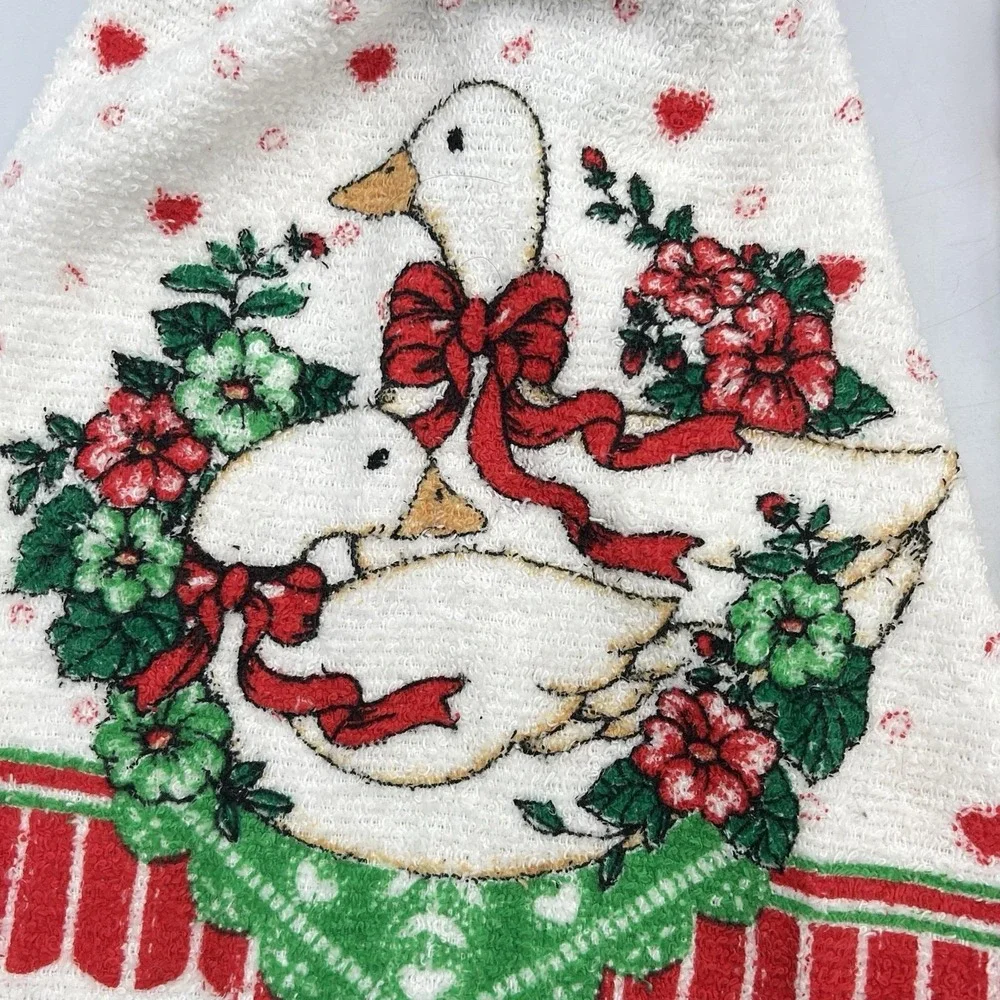Lot of 2 Vintage Franco Hand Crocheted Top Hanging Hand Towels‎ Christmas